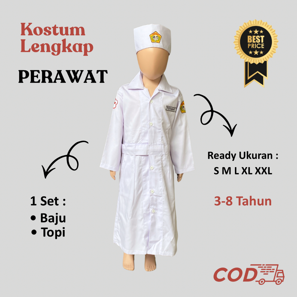 Baju Seragam Perawat Kostum Profesi Anak Perempuan