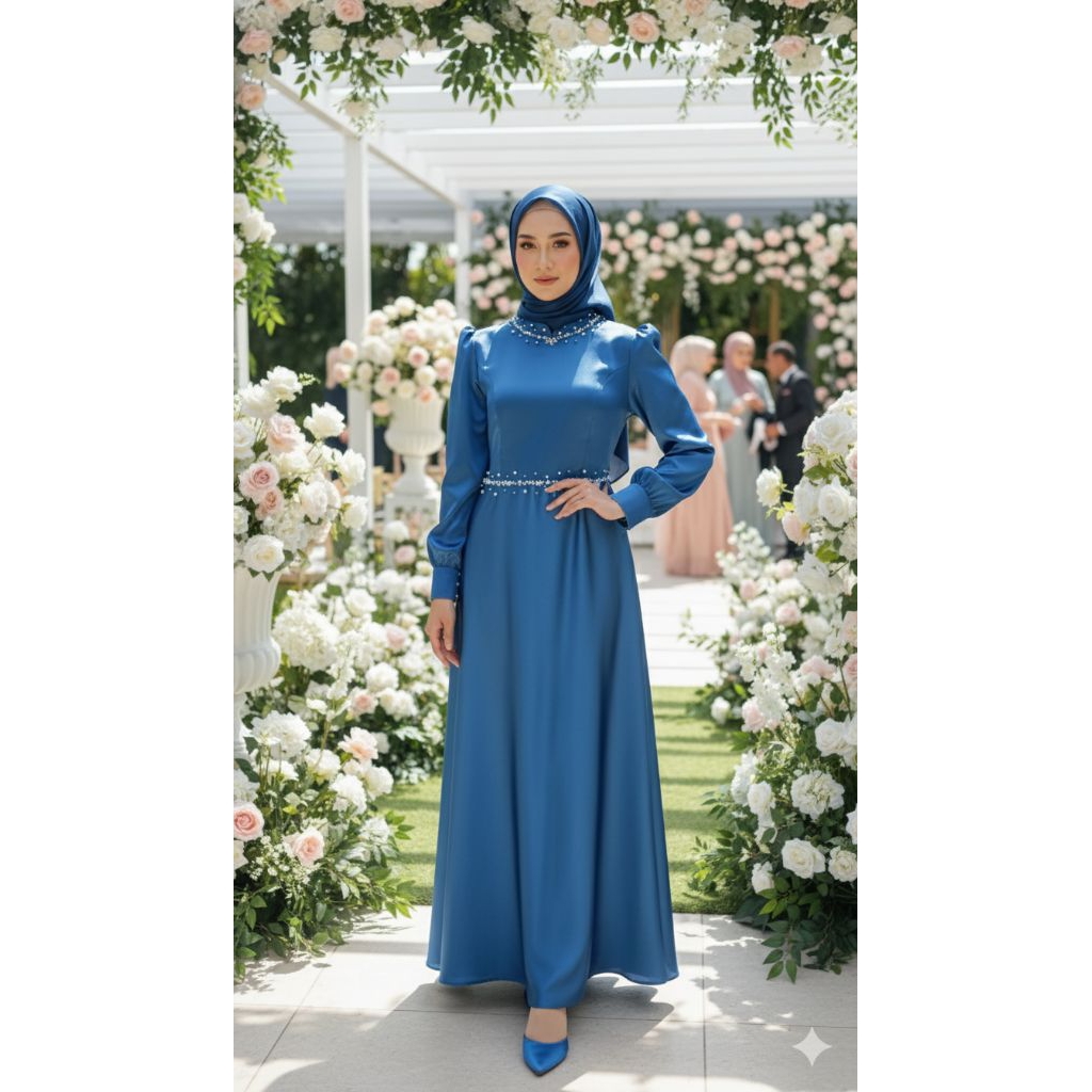 DRESS GAUN GAMIS KONDANGAN PESTA Silk Maxmara berpayet