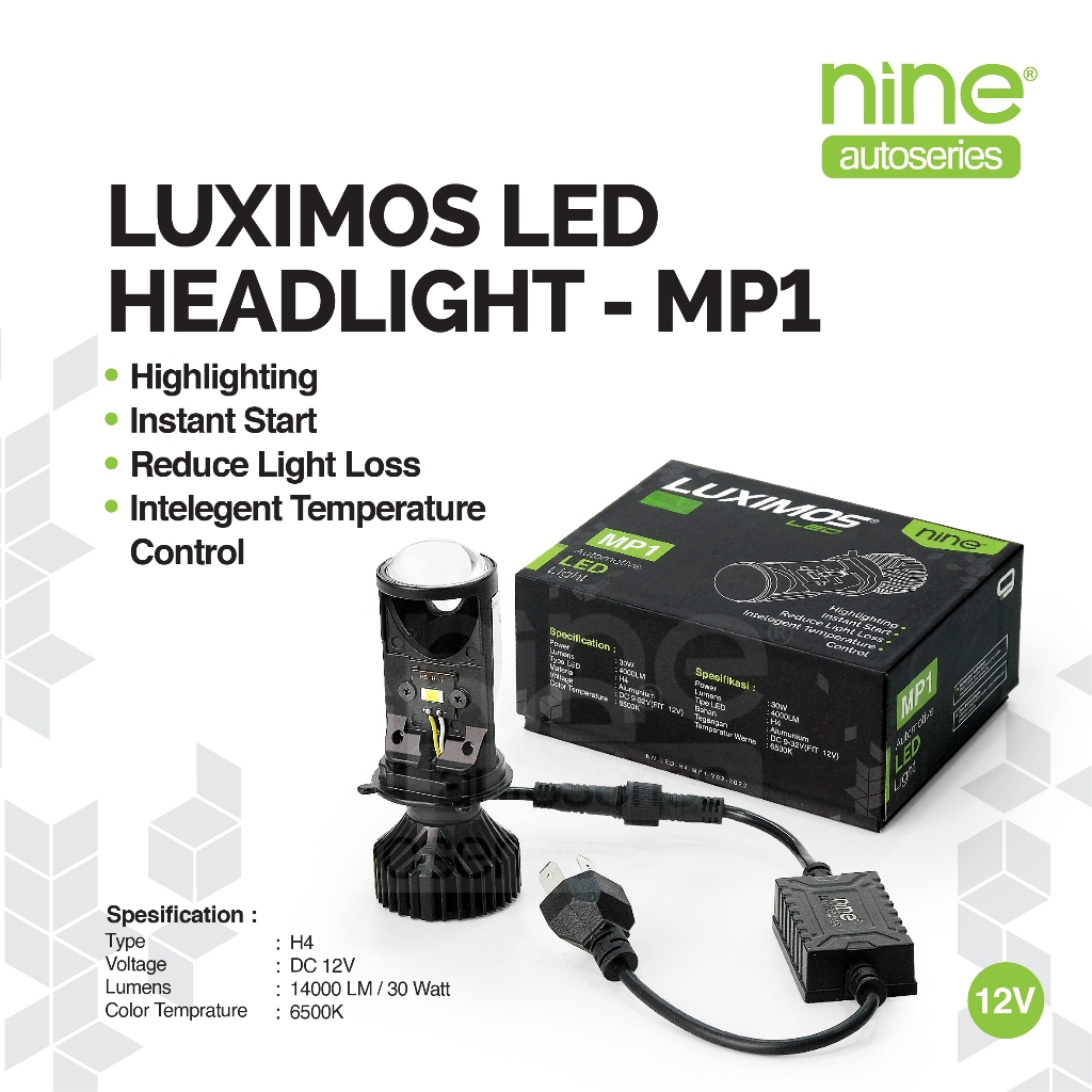 LUXIMOS Lampu Utama H4 30 Watt Mini Projector Laser Motor Mobil Focus White MP1 - NINE AUTOSERIES