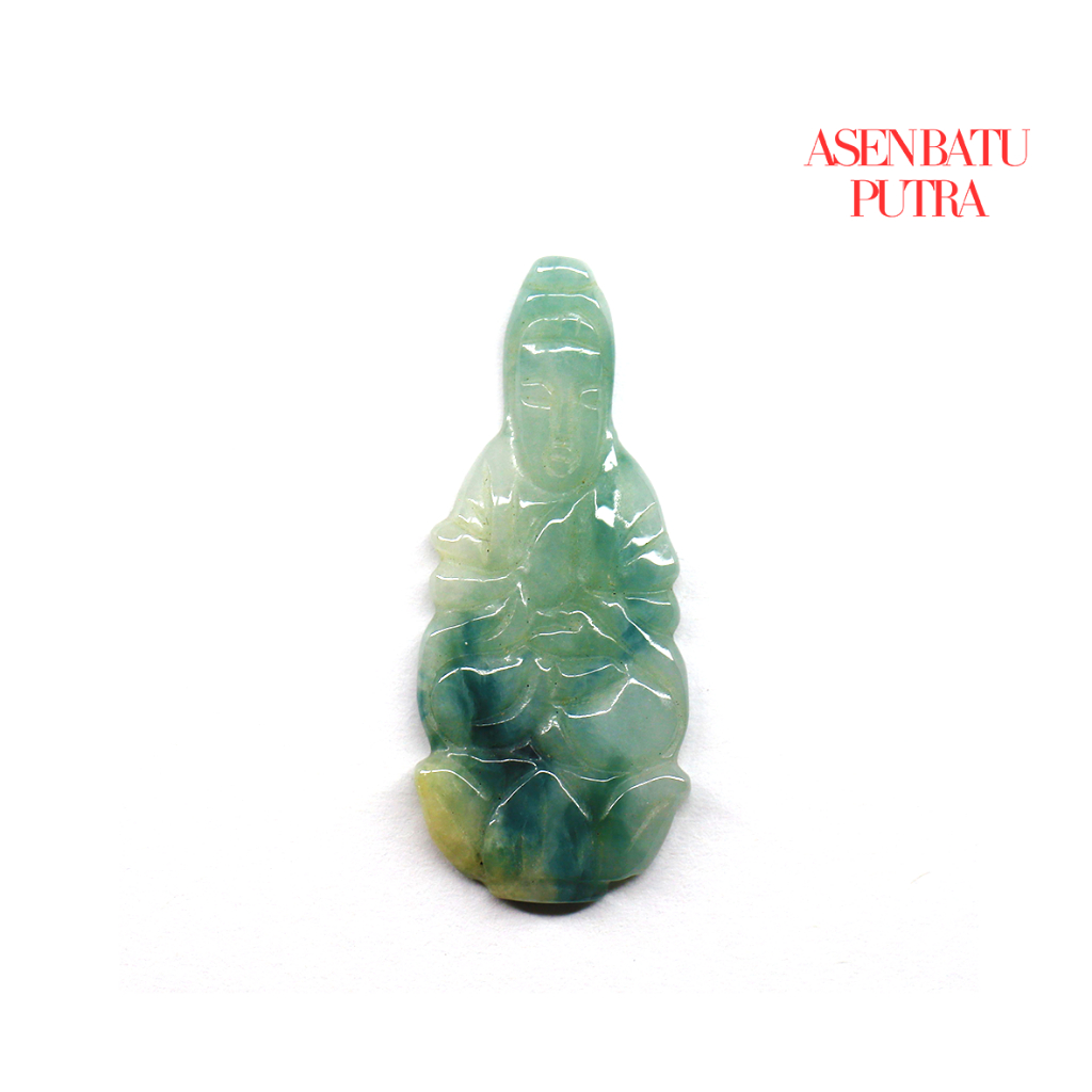 Liontin Giok Hijau Natural - Bentuk Kwan Im