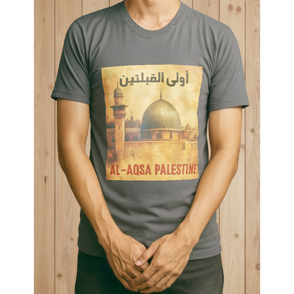 Kaos Palestina Original Pria Wanita – Desain Masjid Al Aqsa | Baju Support Palestine Premium Quality