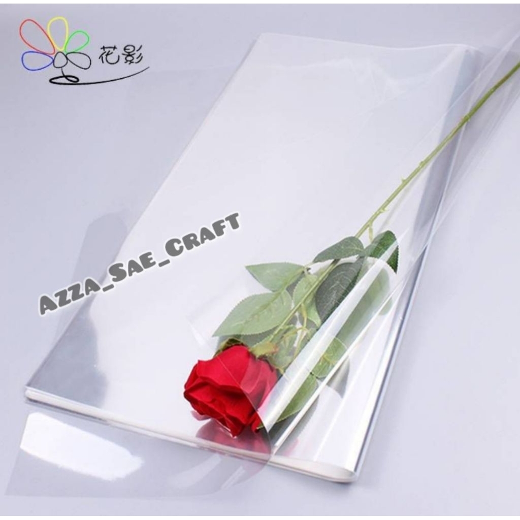 1 Lembar Plastik Bunga Buket Transparan Flower Wrapping Transparant Plastik Buket Bunga Mawar