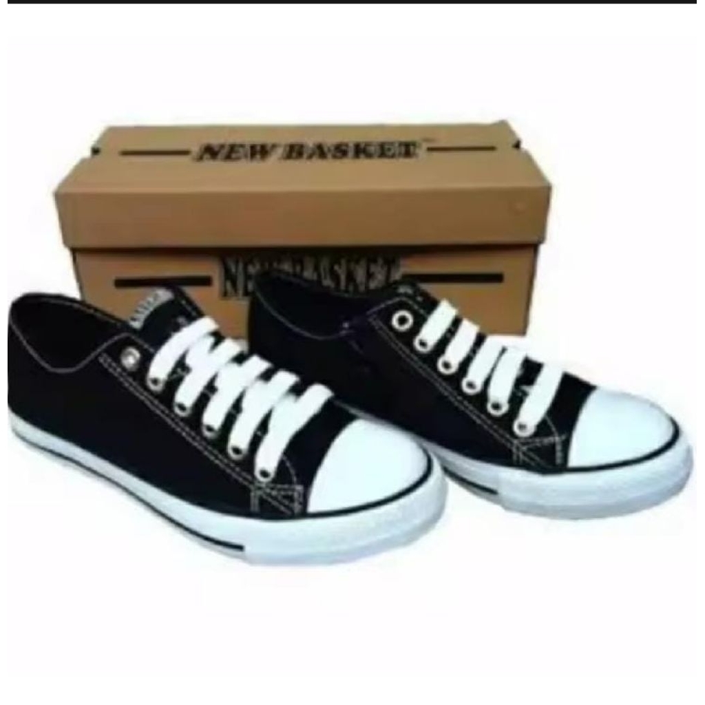 NEW BASKET / SEPATU ANAK SEKOLAH NEW BASKET PENDEK - WARNA HITAM /COD