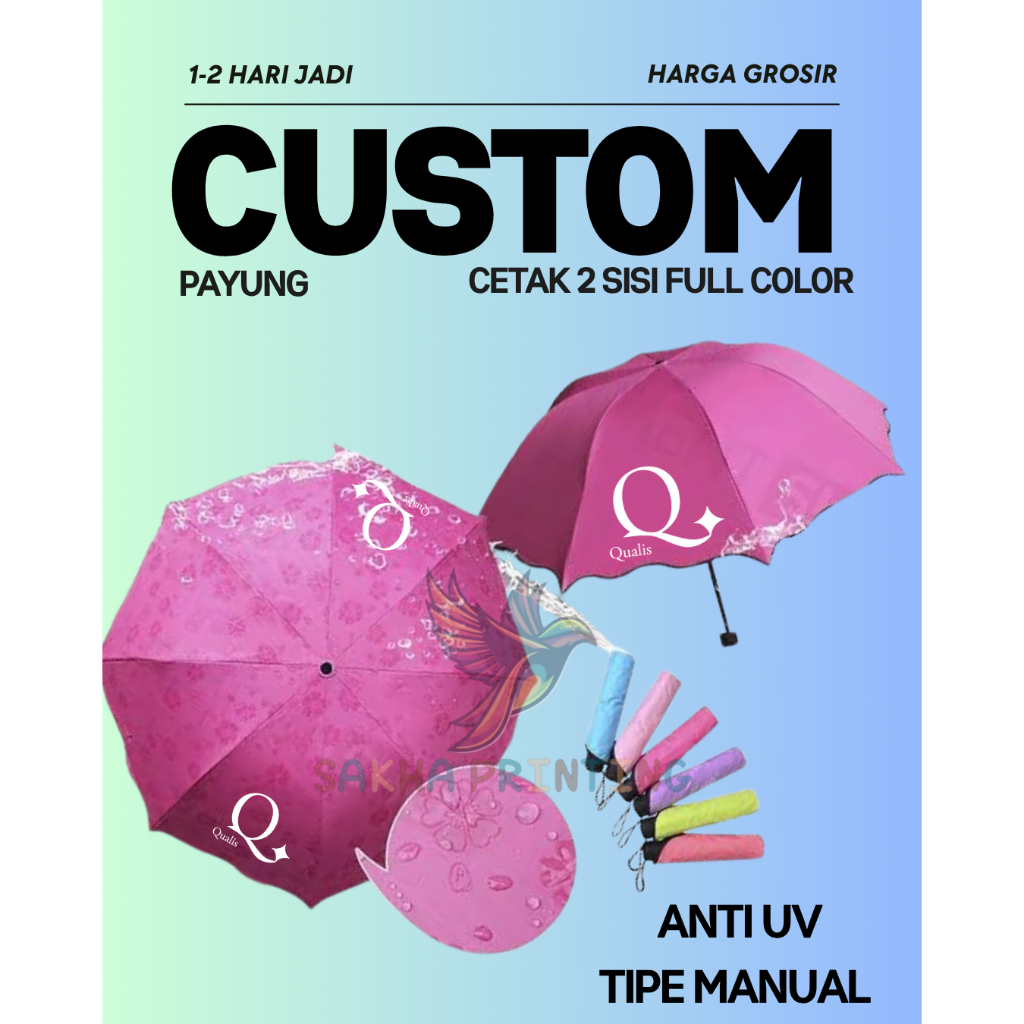 Payung custom/payung lipat custom/payung uv 3D custom/payung uv manual custom /payung lipat promosi/