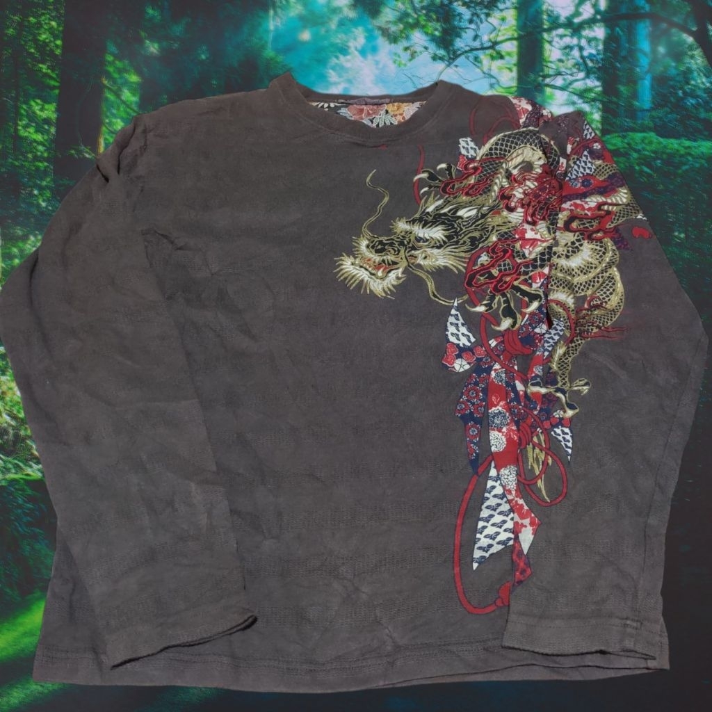 SUKAJAN GOLD DRAGON FLAME BORDIR LUXURY LONGSLEEVE (RARE COLLECTION)