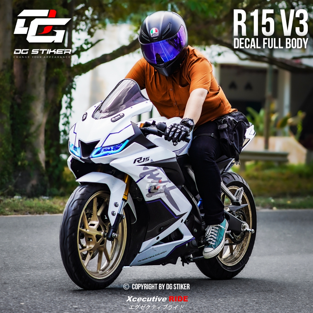 Decal R15 V3 Putih Full Body Trickstar Bahan Tebal Anti Luntur Anti Gores Decal Stiker Motor R15 V3