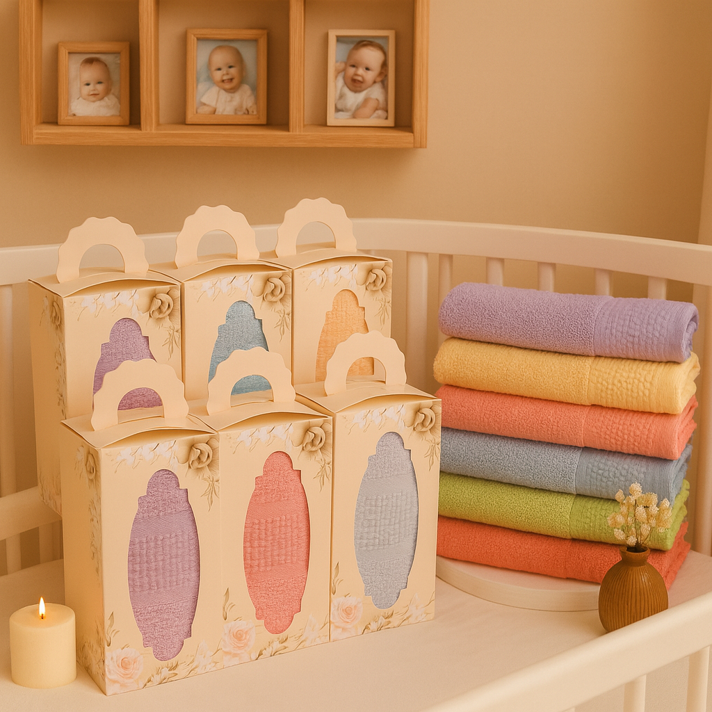 Souvenir Handuk 50x100 + Bordir Nama / Gift Box / Souvenir Pernikahan / Hampers Bayi Kado Lahiran Ba