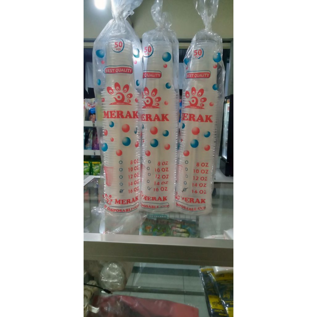 CUP PLASTIK 16OZ ISI 50PCS merak