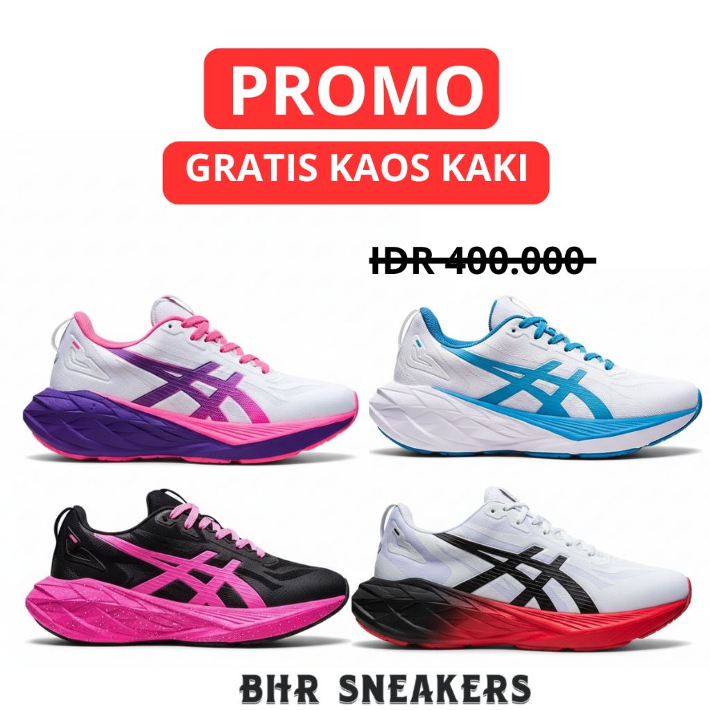 Sepatu Running Voli Pria / Wanita Asics Nova Blast 4 Super Ringan Free Kaos Kaki