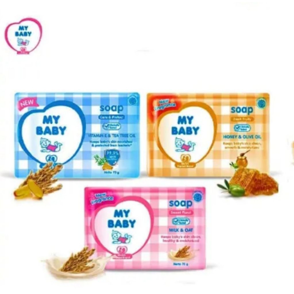 (Paket 3 pcs) MY BABY BAR SOAP NEW 60gr FRAGRANCE - CARE & PROTECT SWEET FLORAL FRESH