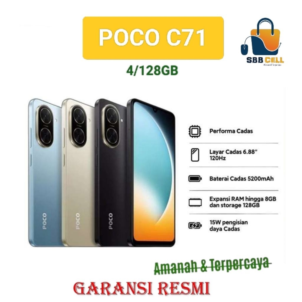 HP POCO C71 4/128 GB - POCO C 71 RAM 4GB ROM 128GB GARANSI RESMI