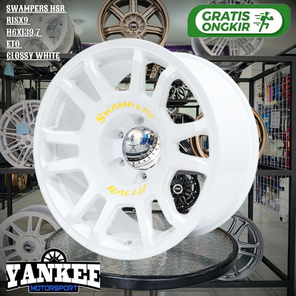 Velg Mobil HSR SWAMPERS Ring 18 R18 Putih Lebar 9 Hole 6 untuk FORTUNER,PAJERO,HILUX DC