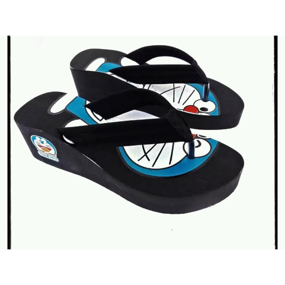 Sendal Wedges Doraemon Sandal Jepit Wanita Terbaru