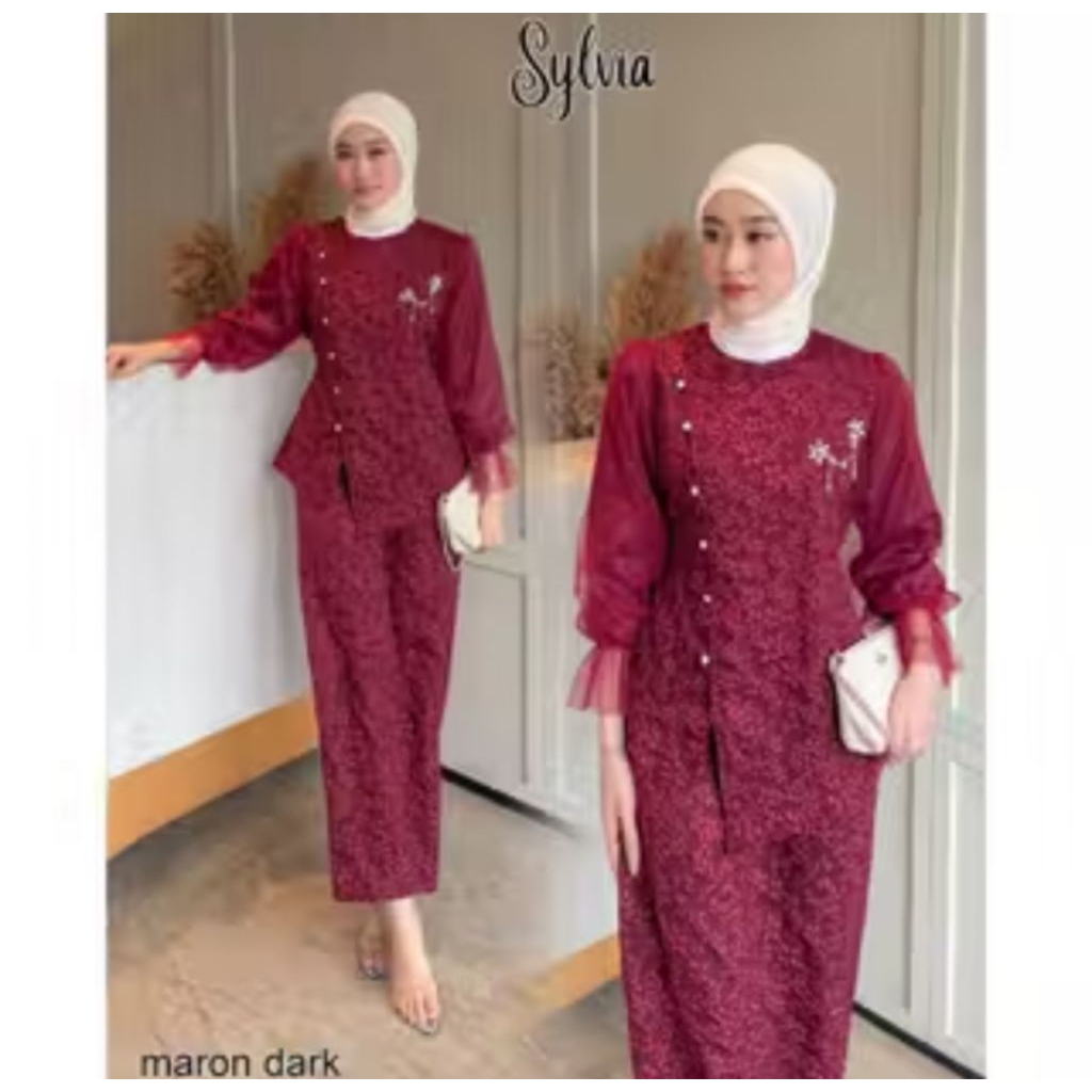 SYLVIA SETELAN ROK SETELAN 2IN1 ONESET ATASAN DAN ROK GAMIS SETELAN PESTA BUSANA MUSLIMAH SERAGAMAN 