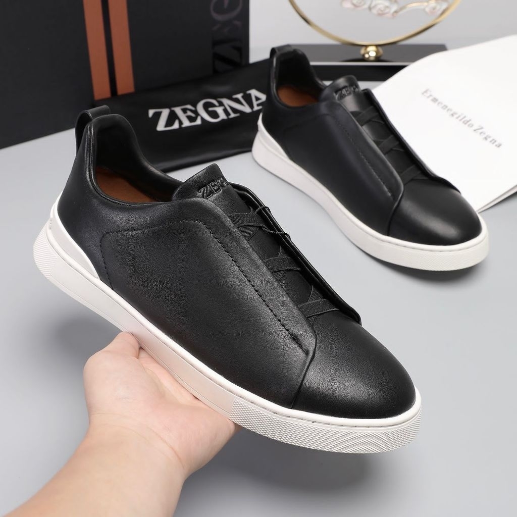 SEPATU SNEAKER PRIA BLACK LEATHER Z'G 1101 MIROR