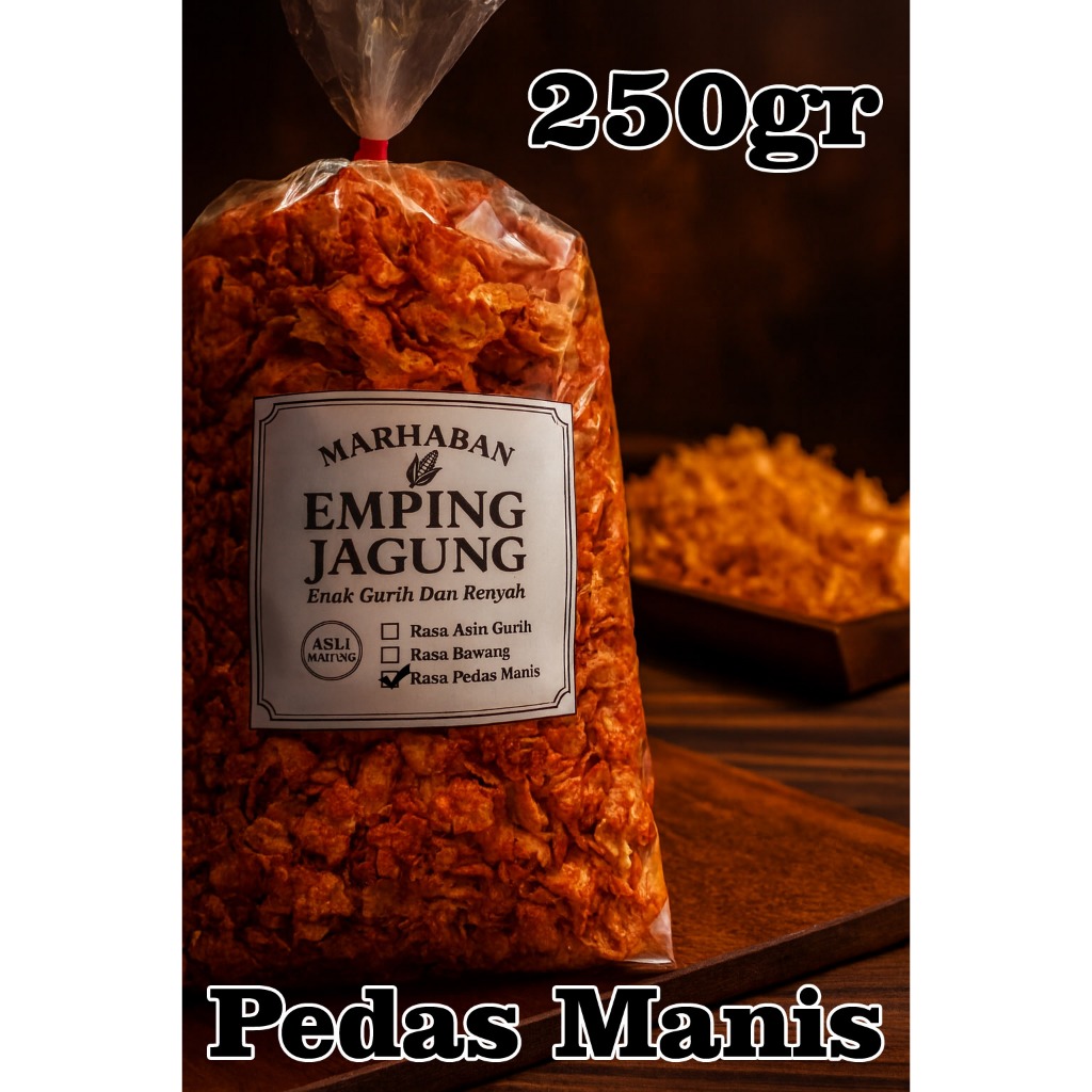 Emping Jagung Pedas Manis 250gr Marhaban Asli Malang