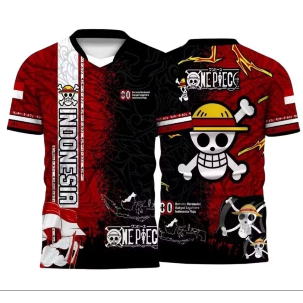 JERSEY KAOS INDONESIA X ONE PIECE FULL PRINTING