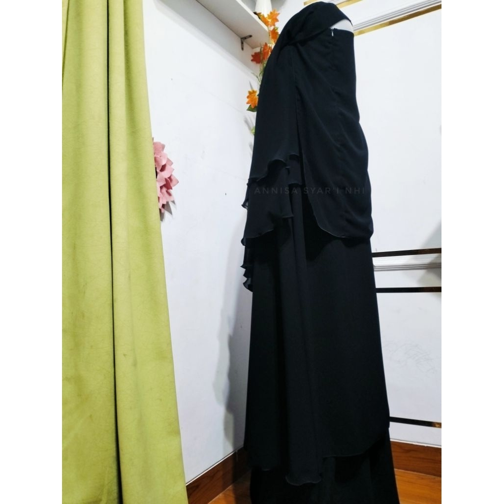 [ BISA COD] JILBAB CADAR SAFAR PONI PURDAH OVAL Jetblack Bonanza By Annisa syar'i NHI