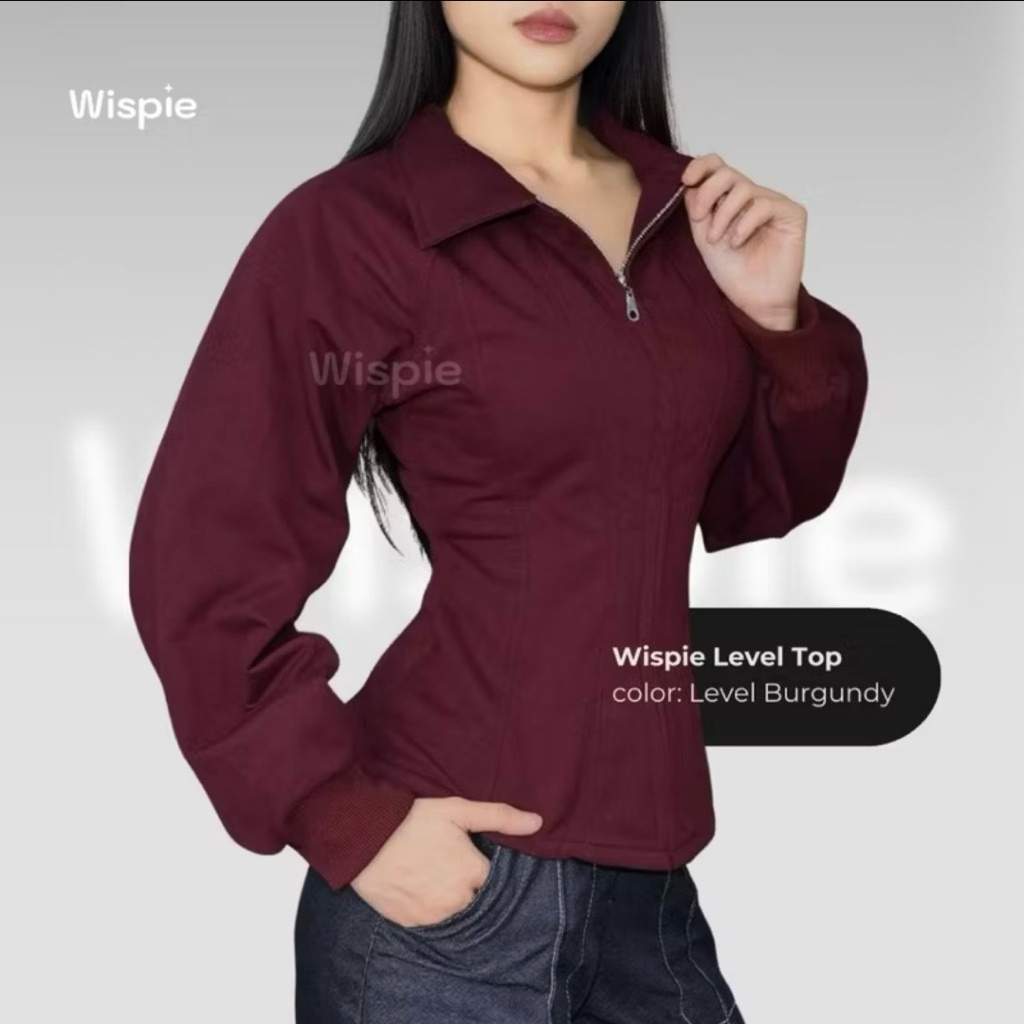Jaket wispie flecee maroon bergundy