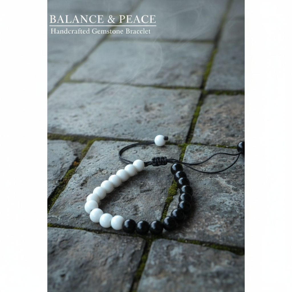 GELANG SAMBALA BATU AKIK DALMATION HITAM PUTIH