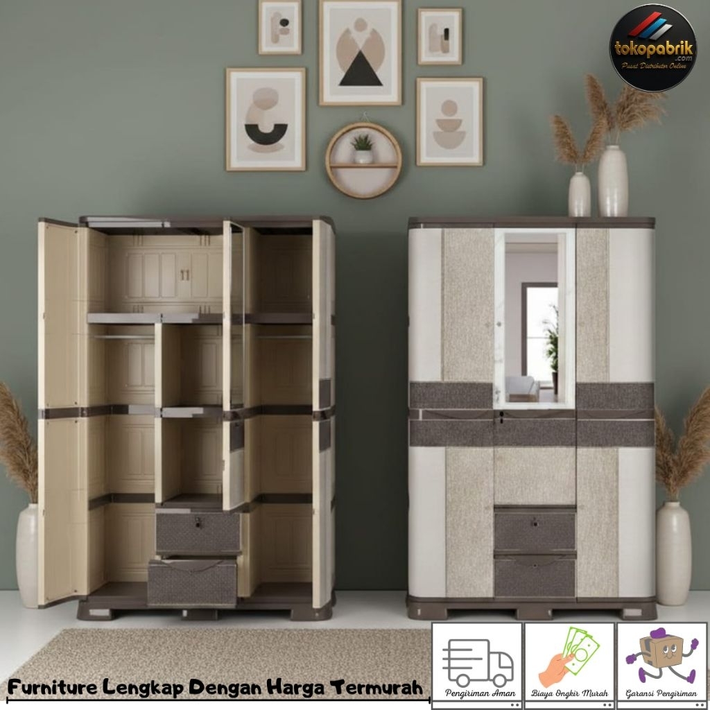 Lemari Pakaian Plastik 3 Pintu Olymplast / Lemari 3 Pintu Minimalis Murah Bandung Sumedang Subang Ci