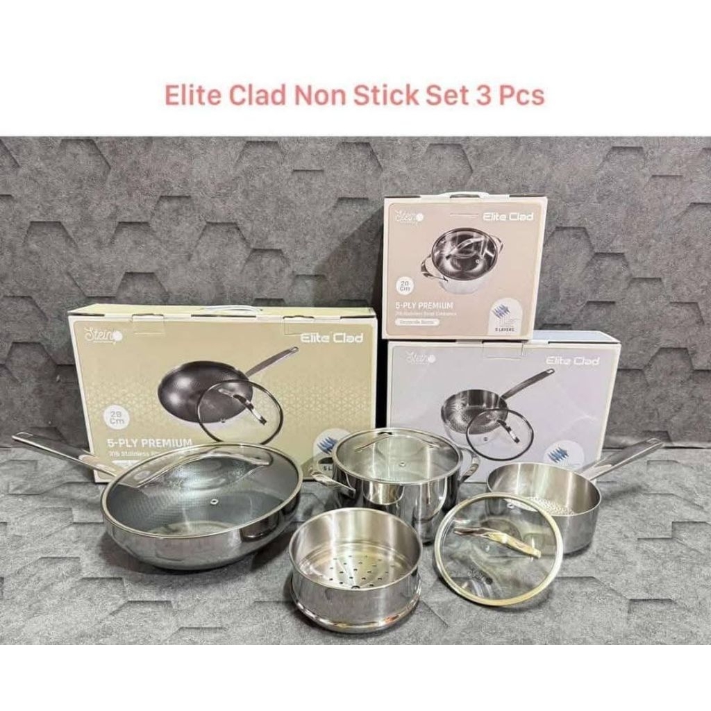 Stein Panci Set Stainless Steel Elite Clad