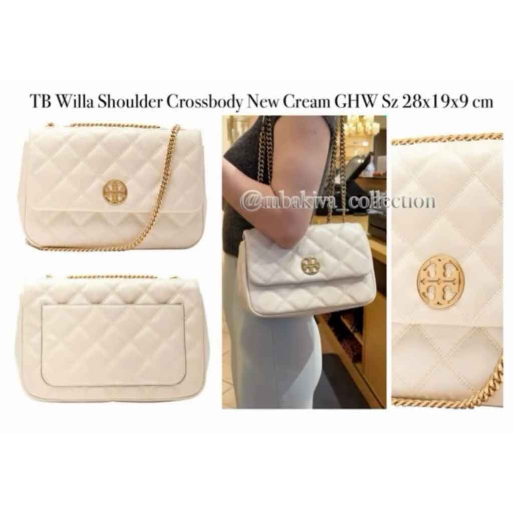 TB Willa Shoulder Crossbody New Cream GHW