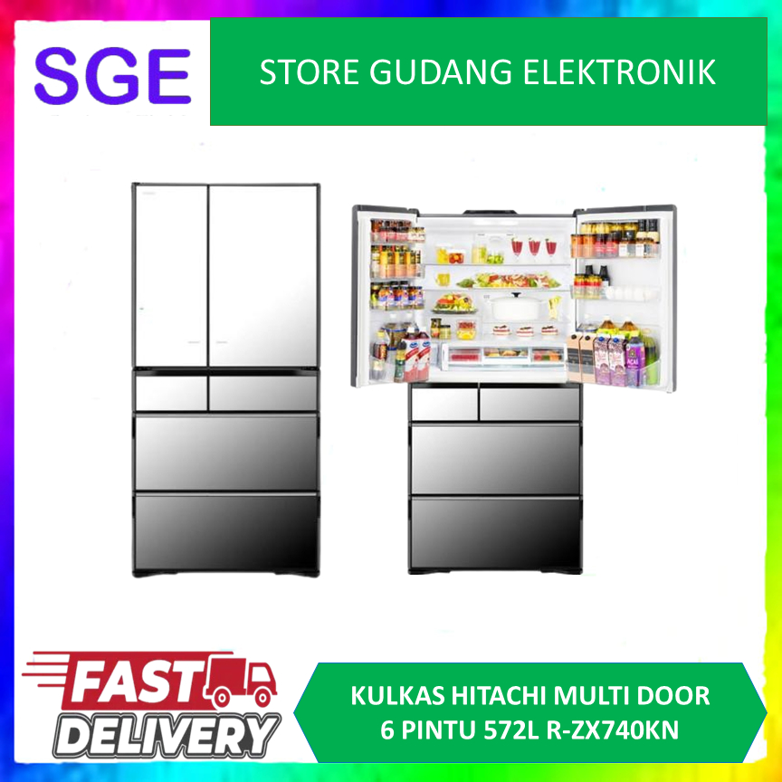 HITACHI R-ZX740KN KULKAS MULTI DOOR 572L INVERTER W/DELIGHTFUL AUTO DOOR RZX740KN