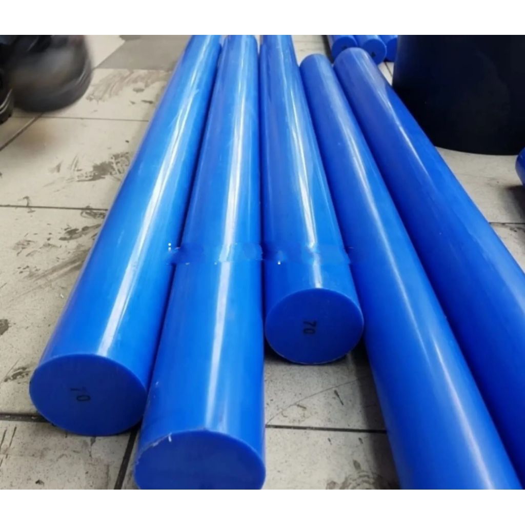 Nylon PE biru batangan 40mm x 50cm | Nylon Rod biru batangan