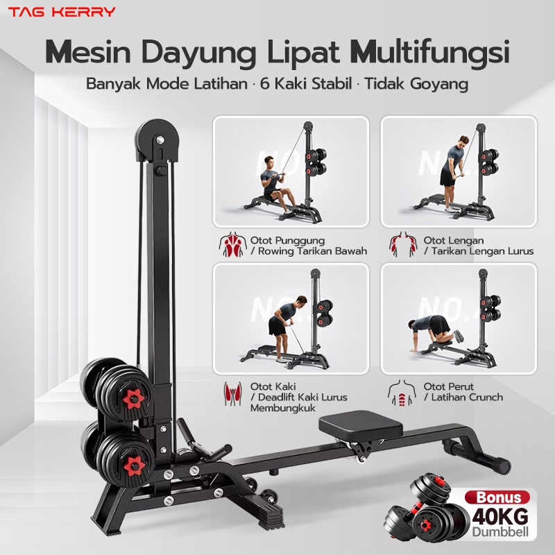 (TAG KERRY) Multifunctional Foldable High Pull Down Rowing Machine 2-in-1 Home Gym Functional Traine