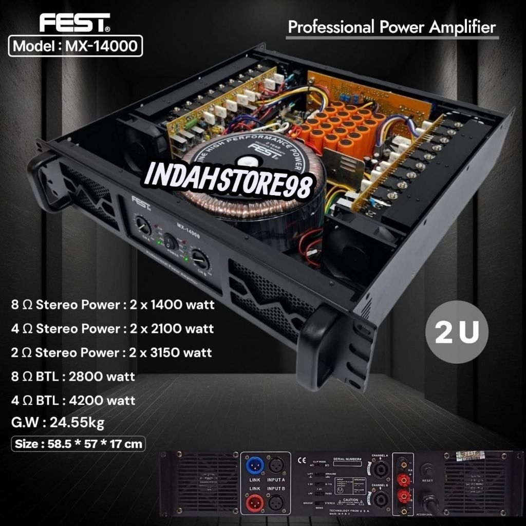 Power Amplifier Fest MX 14000 Class H Original Power 2 Channel Fest MX14000  Fest MX 1400