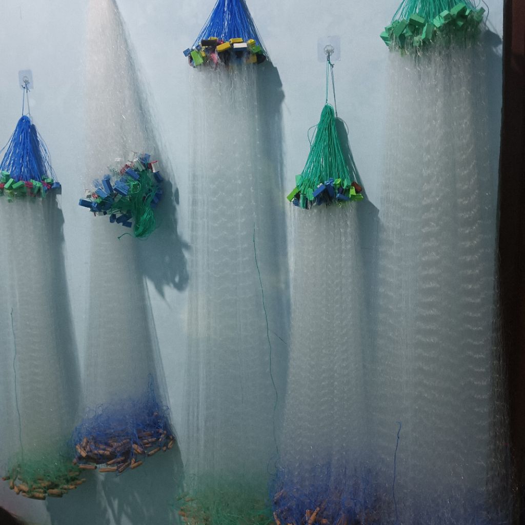 Jaring Ikan siap pakai ~ lubang satu jari jempol, 2 jari, 3 jari, 4 jari ~  Panjang 10 meter ~ senar