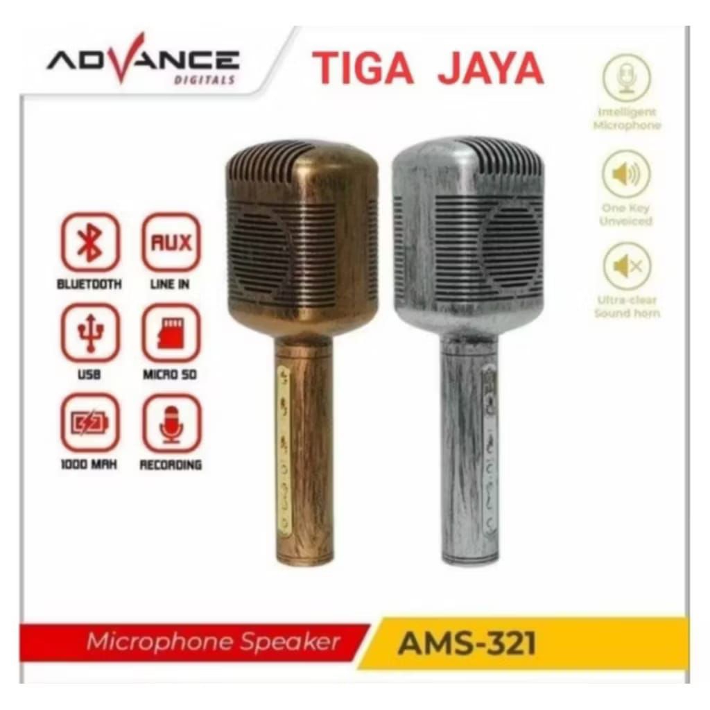 Mic Speaker Advance AMS 321 Speaker Mic Bluetooth Advance AMS 321 Mic Karaoke Speaker Portable Advan