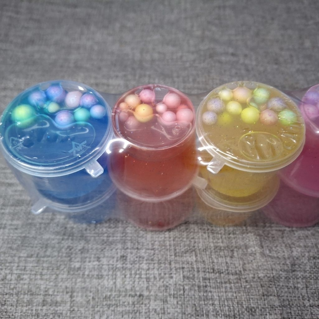 10 Pcs Slime Ember Boba Bening Mainan Anak Anak Seru Slime Warna Warni Slime Boba