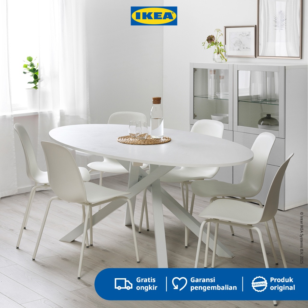 IKEA MARIEDAMM Meja Makan Minimalis Kuat Putih 180x100cm