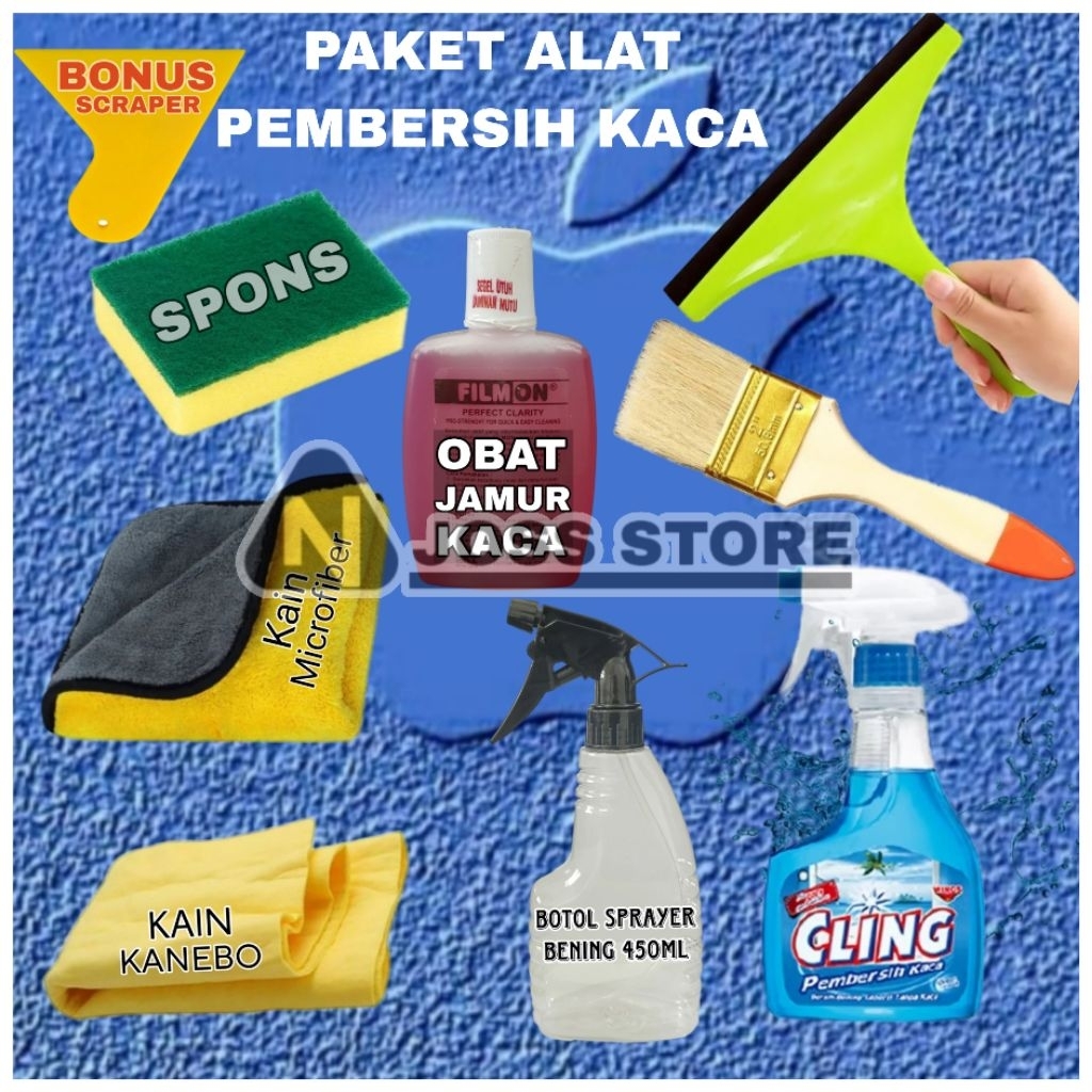 Paket alat pembersih kaca, anti jamur kaca menjadi bersih kinclong