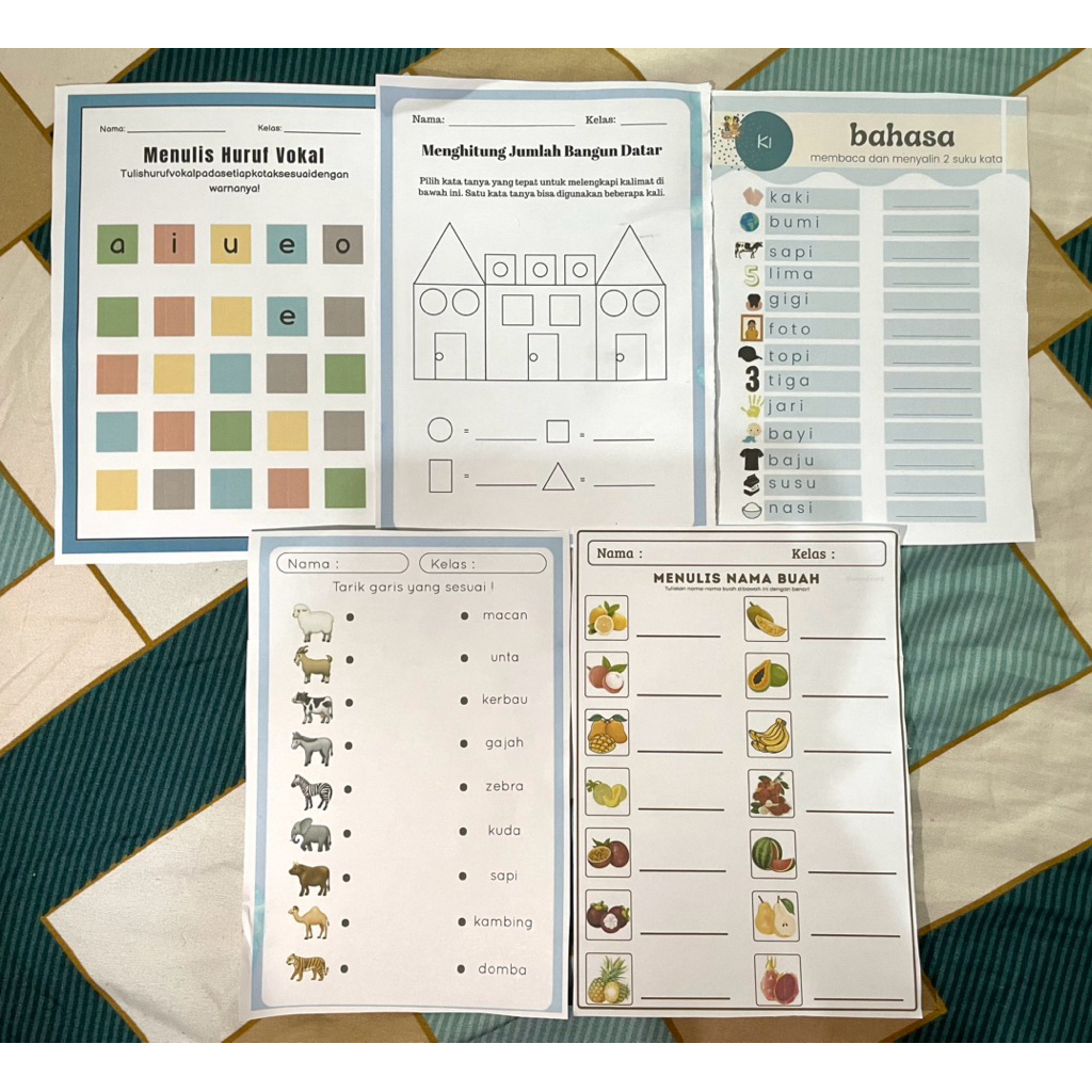 Worksheet Anak SD - Belajar Menulis Huruf