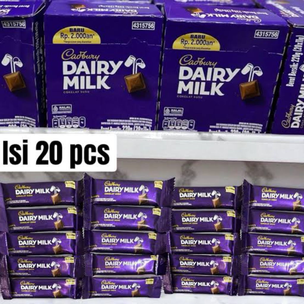 Cadbury Dairy Milk 1 box isi 20pcs / Cadbury Dairy Milk 2000an