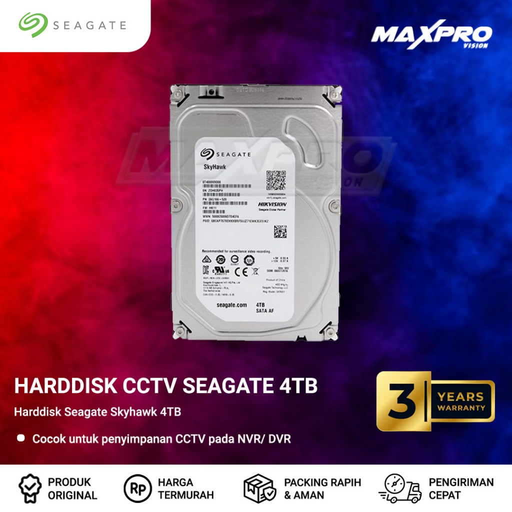 SEAGATE - HDD SEAGATE SKYHAWK 4TB GARANSI 3 TAHUN