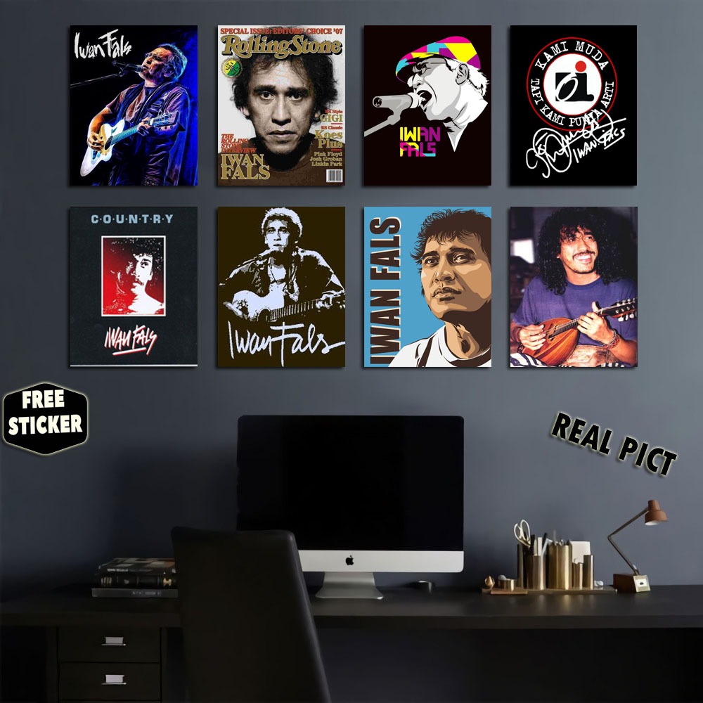 Poster Musik Iwan Fals Free Stiker Custom Aesthetic/Slank Musisi Band/ Hiasan Dinding Aesthetic Musi