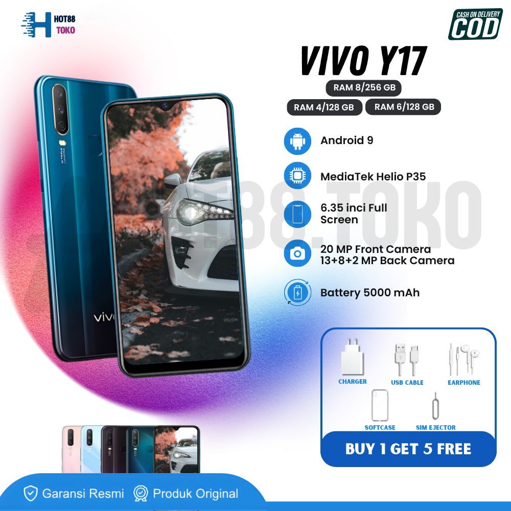 {Promosi} HP VIVO Y17 SMARTPHONE RAM 8/256GB 4G Fullset LET 6.35 inches Baterai 5.000 mAh