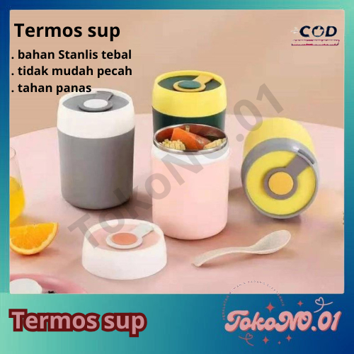 Termos Soup Mini  Tempat Bekal anak sekolah Termos Sup Anti Tumpah Termos Makanan Tahan Panas Mangko