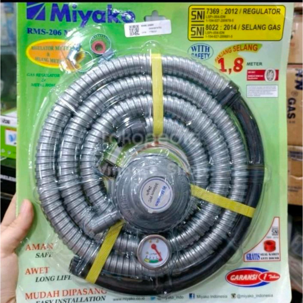 SELANG GAS MIYAKO RMS 206 -REGULATOR MIYAKO PLUS SELANG- REGULATOR SET - REGULATOR MIYAKO MURAH - SE