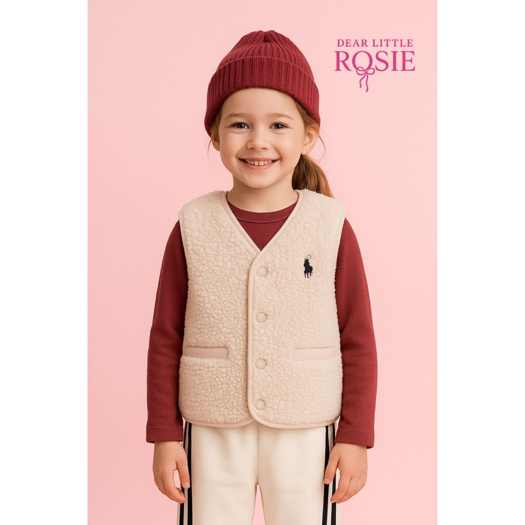dearlittlerosie GIRL WINTER FUR VEST CREAM - VEST09CR Rompi Outdoor Bulu Serpa Anak Perempuan