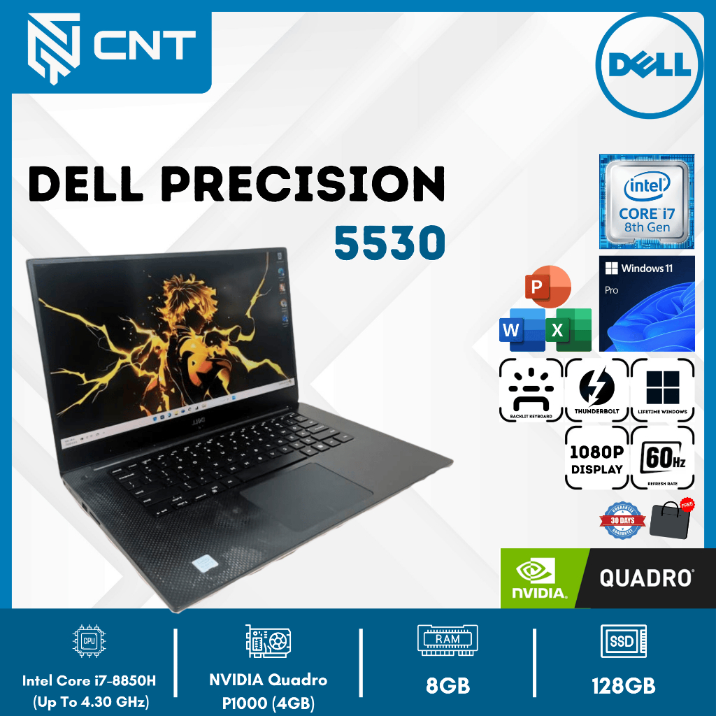 Laptop Dell Precision 5530 VGA Quadro P1000 Core i7-8th (8/128) Nvme