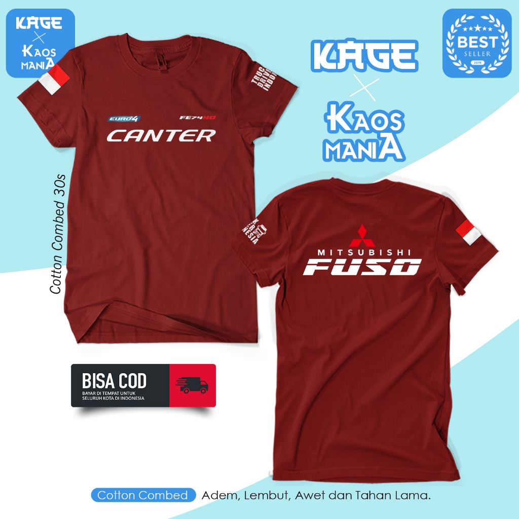 Baju Kaos TRUK CANTER FE74HD FUSO Euro4/ Kaos Driver Indonesia Cotton Combed 30s BERGAYA STORE