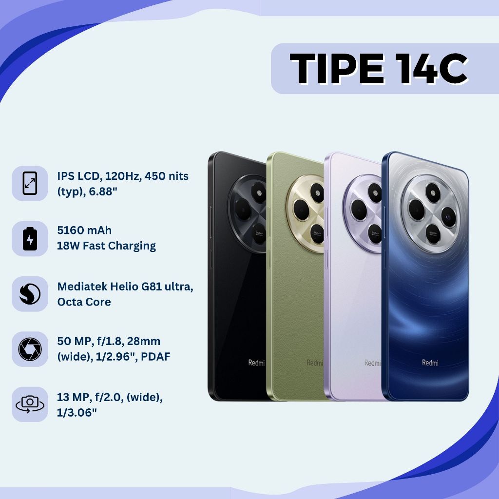 HP XIAOMI REDMI 14C RAM 8+256GB Smartphone Android GARANSI