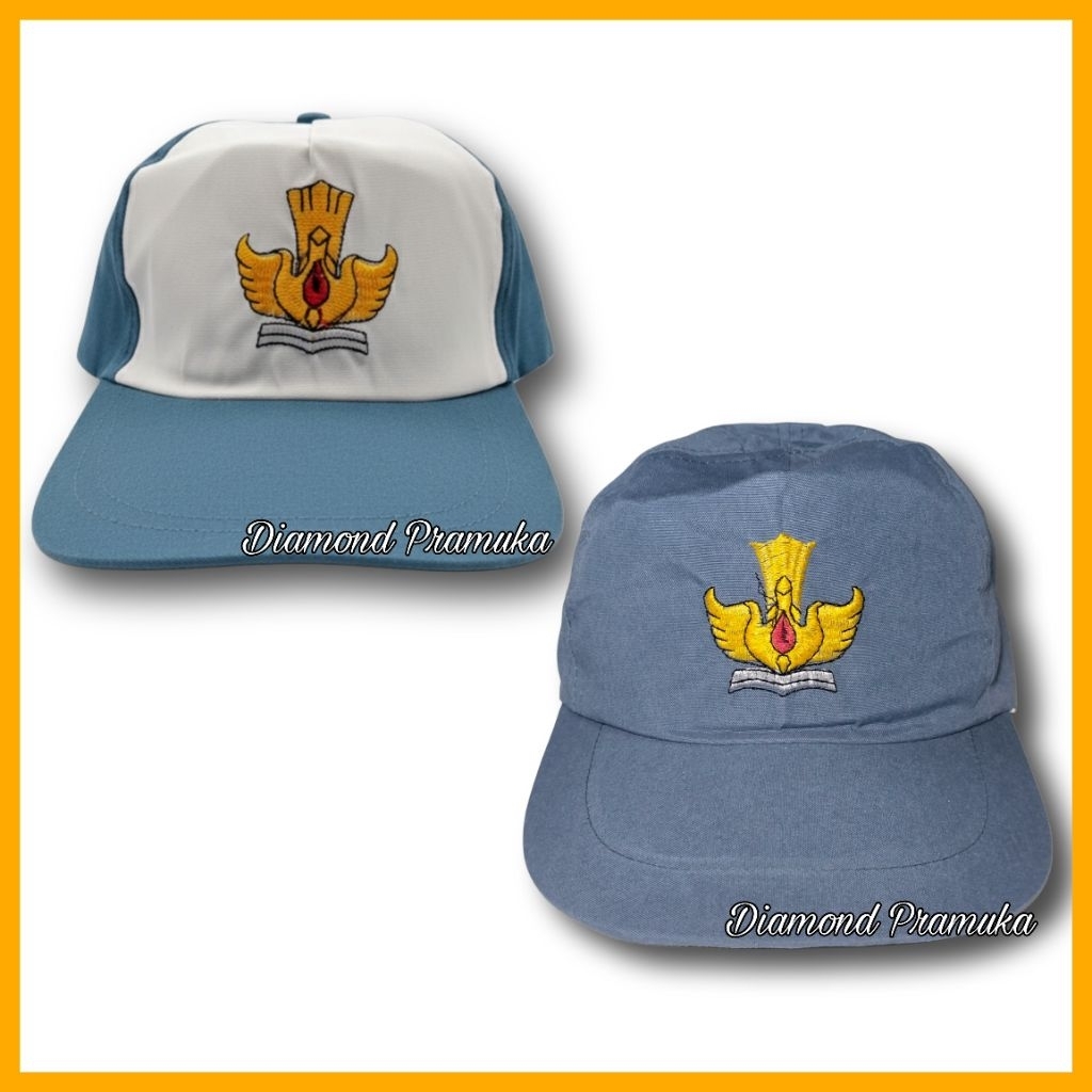 Topi SMA SMK Bordir Topi Sekolah Logo Bordir Topi SLTA Abu-abu Putih