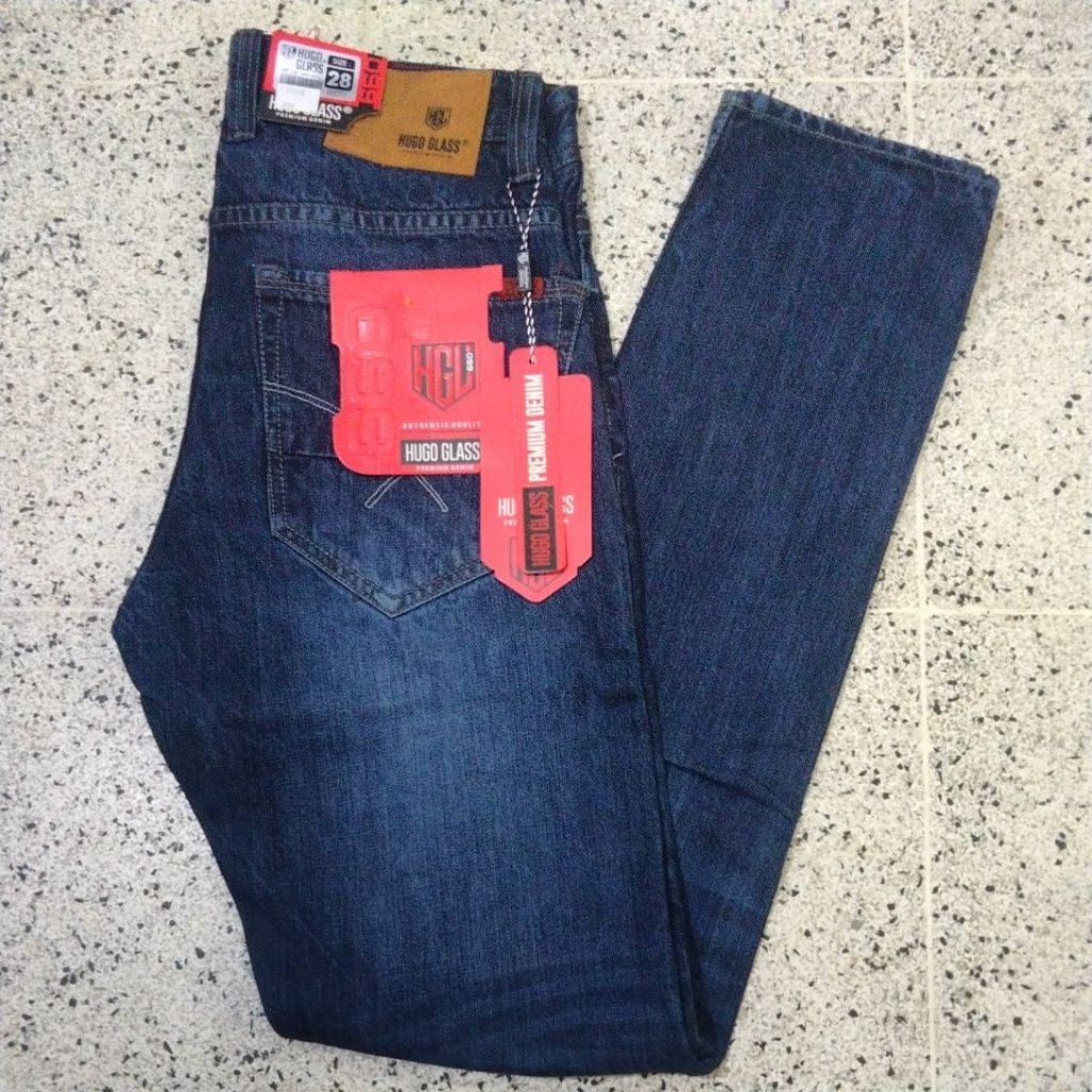 HUGO GLASS celana panjang jeans pria premium original size 28-33
