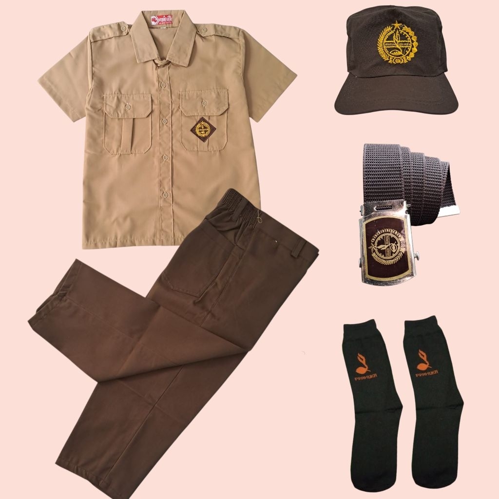 Seragam Sekolah SD Pramuka penggalang Laki2 Baju Pendek Celana Panjang